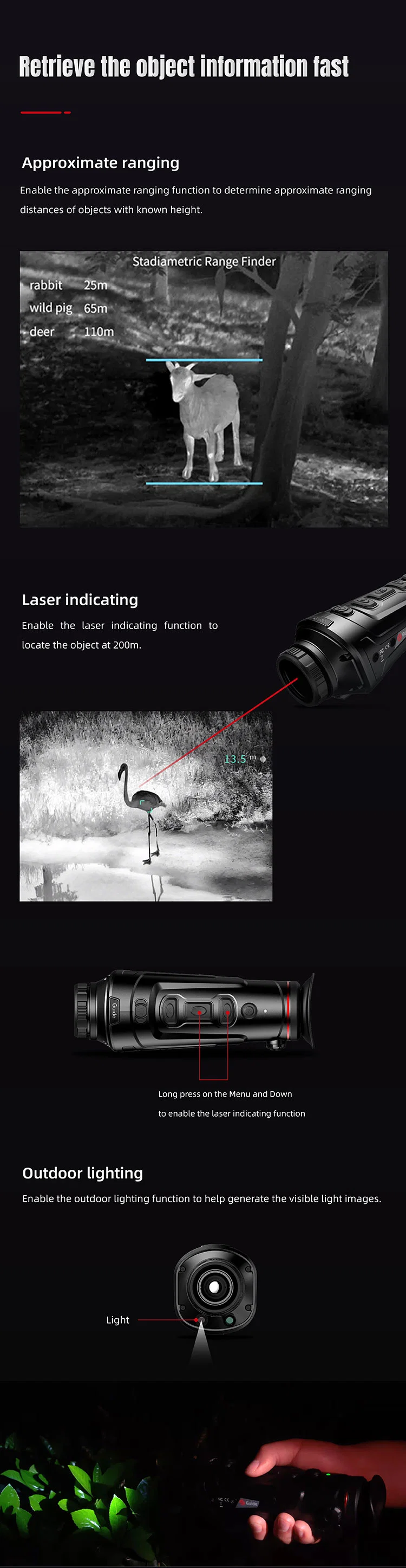 Monocular Imaging Night Vision Guide Excellent Imaging Performance Thermal Spotting Scope