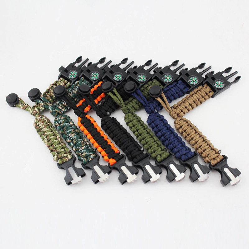 Survival Emergency Paracord Bracelet with Whistle, Compass, Thermostat, Fire Starter Esg10510