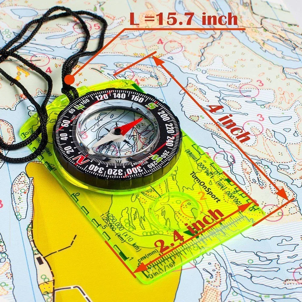 Map Compass with Adjustable Declination Handheld Orienteering Baseplate Compass for Hiking Survival Navigation Ai19161