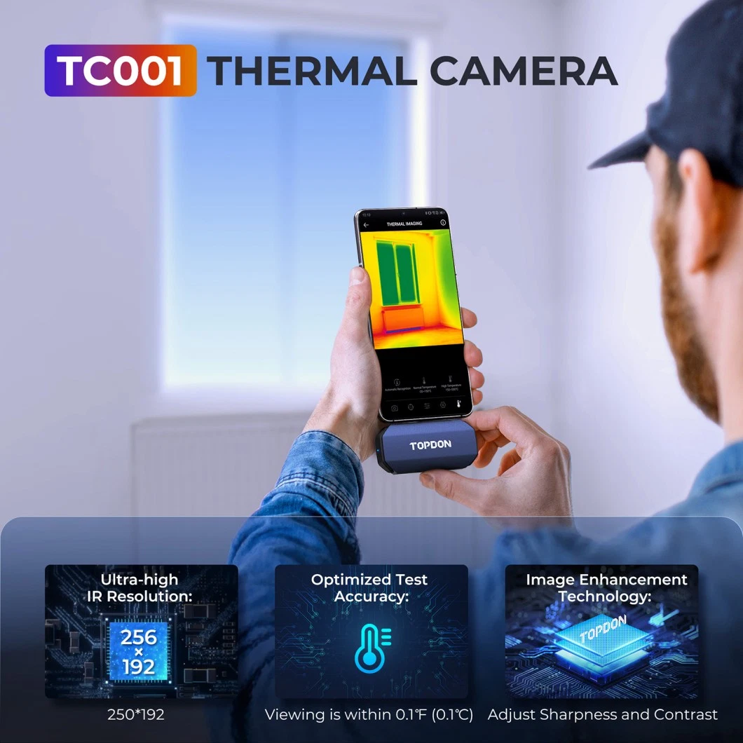 Topdon Tc001 Factory Supply Smartphone Use Mini Portable Thermography Measurement Thermal Camera Mobile Phone Android IR Infrared Thermal Imager Imaging Camera