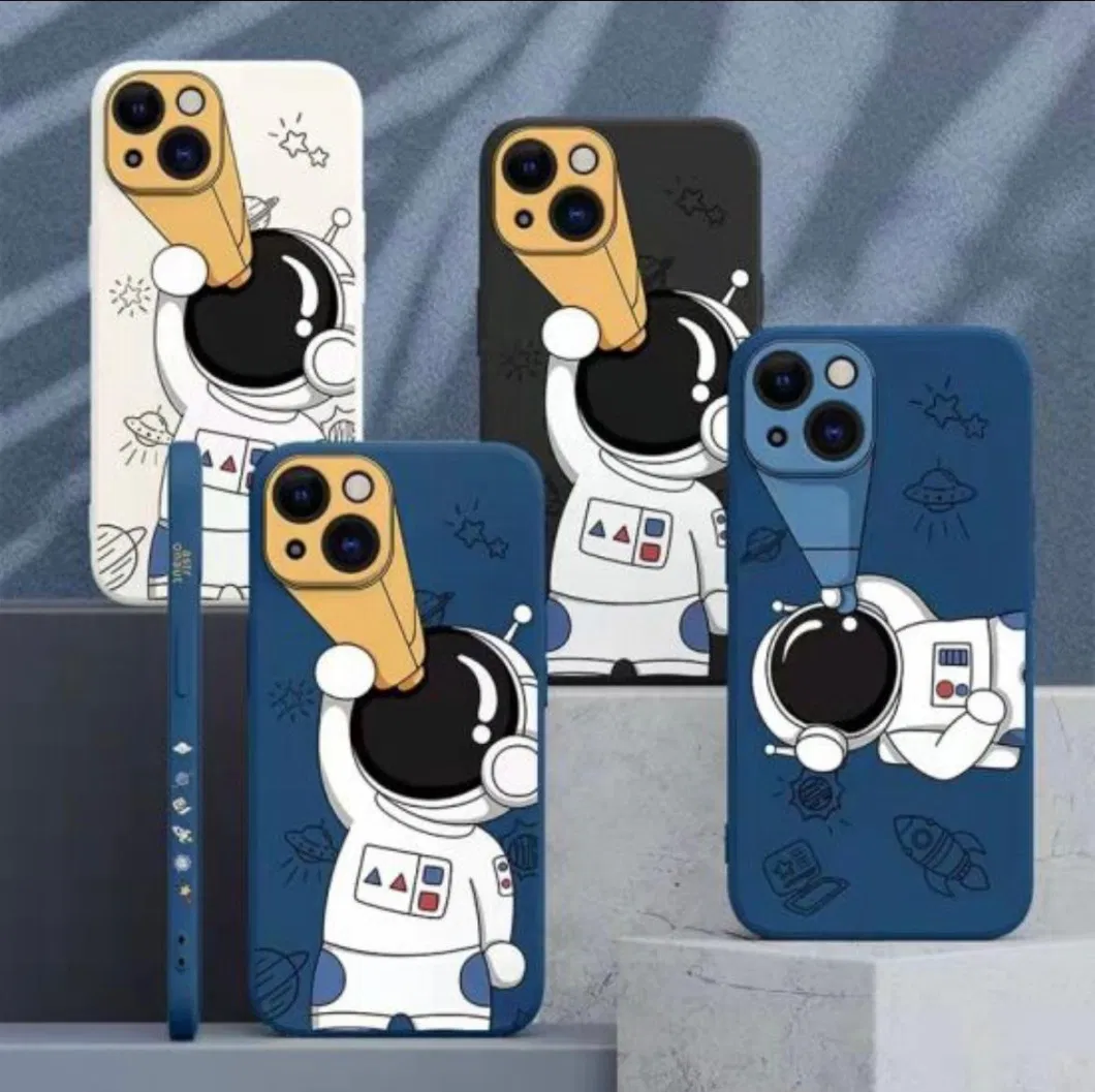 Print Creative Cute Astronaut Telescope Cartoon TPU Soft Phone Case for iPhone 11 12 13PRO Max 14max