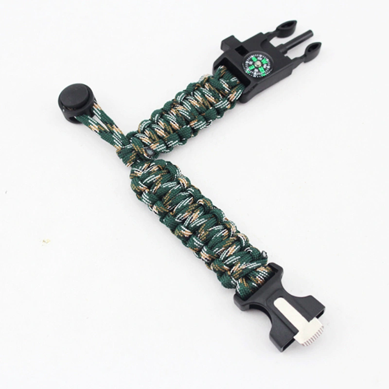 Survival Emergency Paracord Bracelet with Whistle, Compass, Thermostat, Fire Starter Esg10510