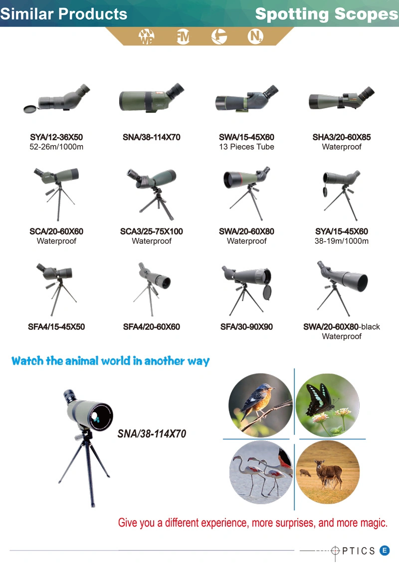 Waterproof 20-60X80 High Power Fully Multicoated Bak4 Spotting Scope