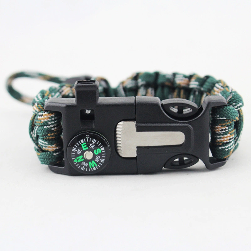 Survival Emergency Paracord Bracelet with Whistle, Compass, Thermostat, Fire Starter Esg10510